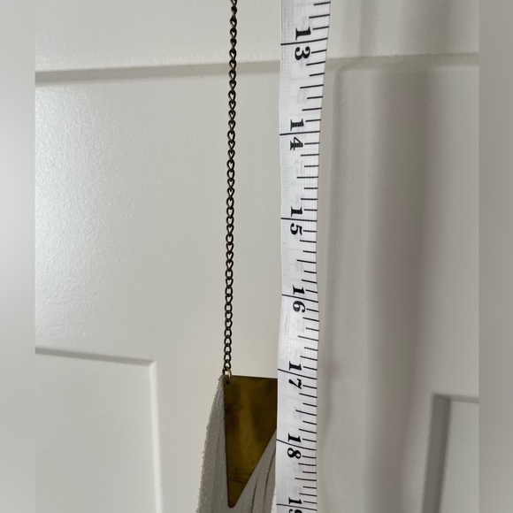 White Leather Fringe Necklace - Picture 6 of 6